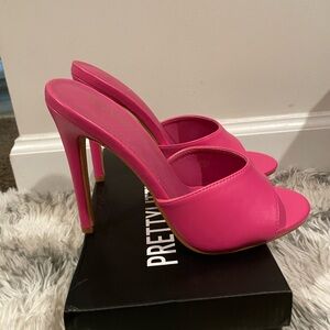 PrettyLittleThing Barbie Pink High Heel Sandals/Mules